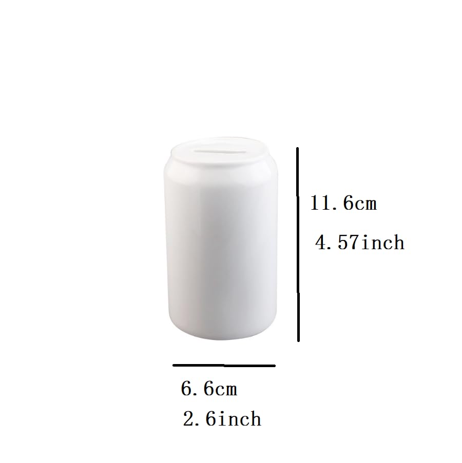 3 Pieces Sublimation Blank Cola Shape White Piggy Bank, DIY Heat Transfer Print Child to Cherish Ceramic Pig Money Piggy Banks for Boys Girls Kids