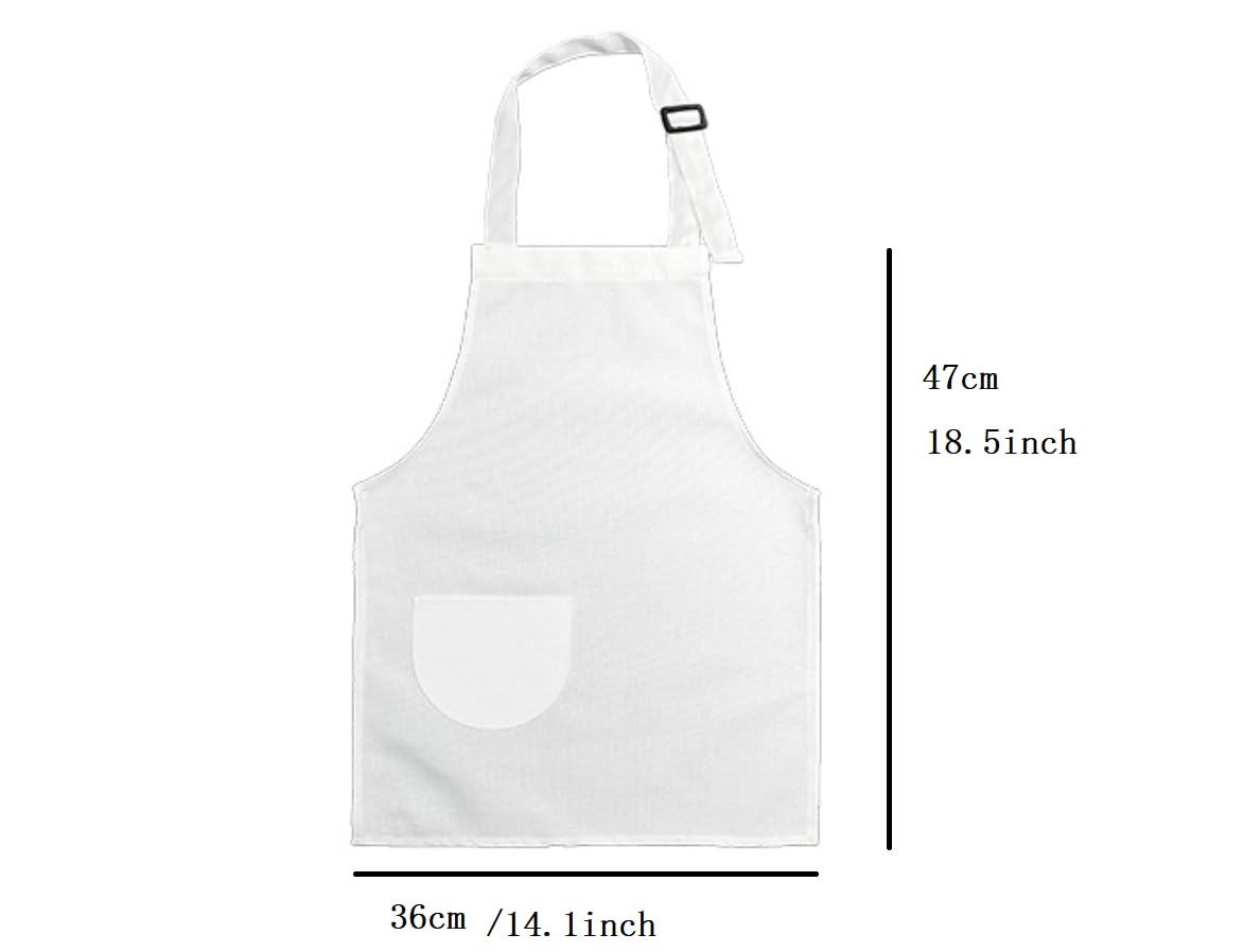 SCCFMM 10 Pieces 47 * 36cm/18.5 * 14.2inch Sublimation Blank Colorful Kid Apron Adjustable Children Chef Apron with Pocket for Cooking Baking For DIY Heat Transfer Print