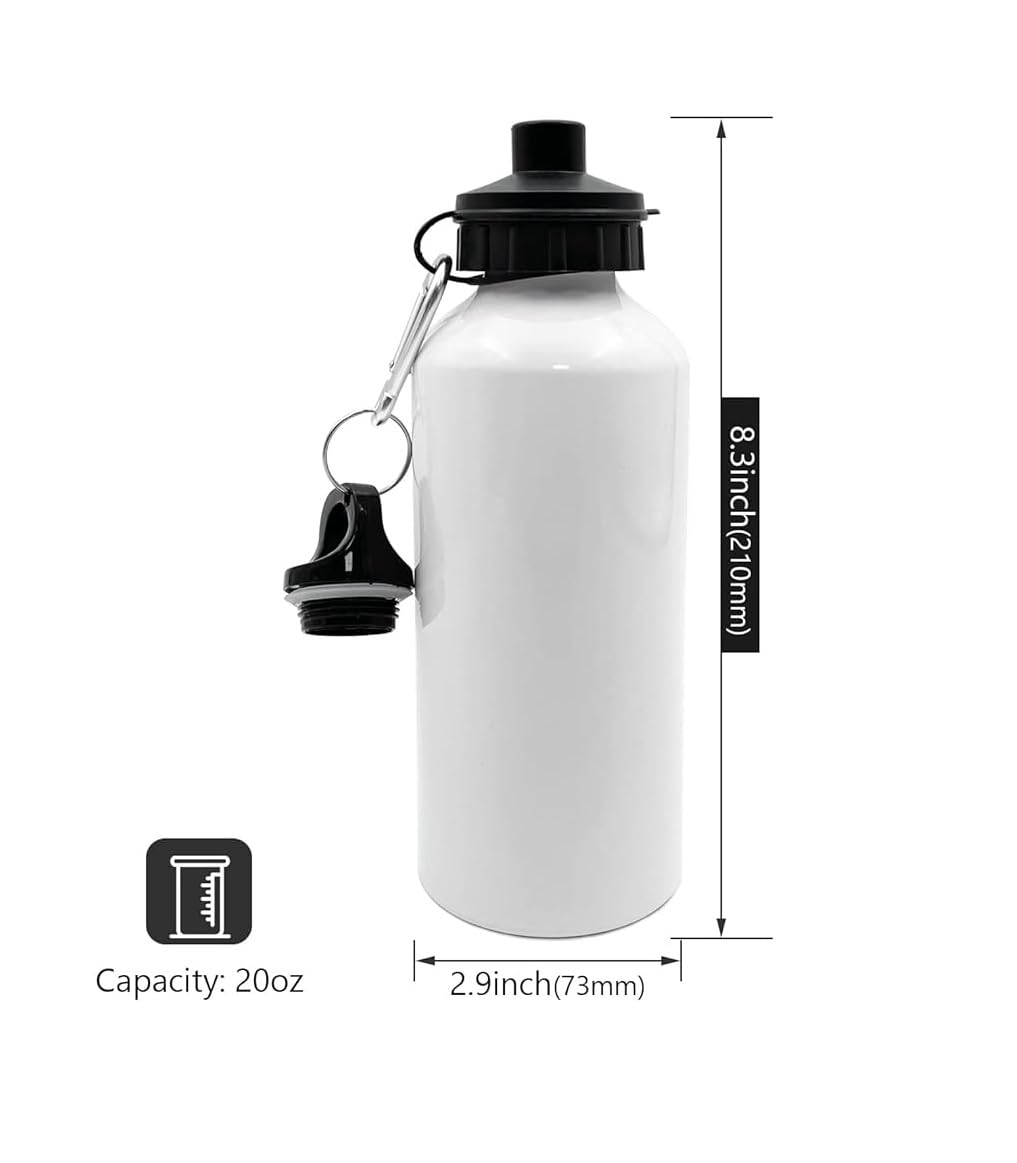10 Pack, 20oz Sublimation Water Bottle Blanks, 600ML Sports Sublimation Aluminium Bicycle Bottle With 2 Lids Portable Outdoor WaterBottle for Print