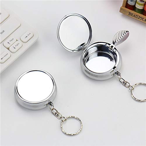 20pcs Sublimation Blank Portable Pocket Ashtray/Vehicle Cigarette Ashtray, DIY Heat Transfer Print Mini Stainless Steel Ashtrays with Key Chain and Cigarette Snuffer, Modern Ash Holder for Auto Use