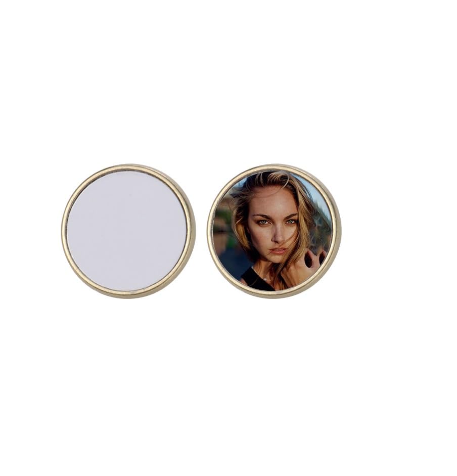 60 Pieces 0.98 Inch Sublimation Blank Gold Pin Button Aluminum DIY Sublimation Pins Round for DIY Craft Badge Jewelry Lapel, Golden Tone