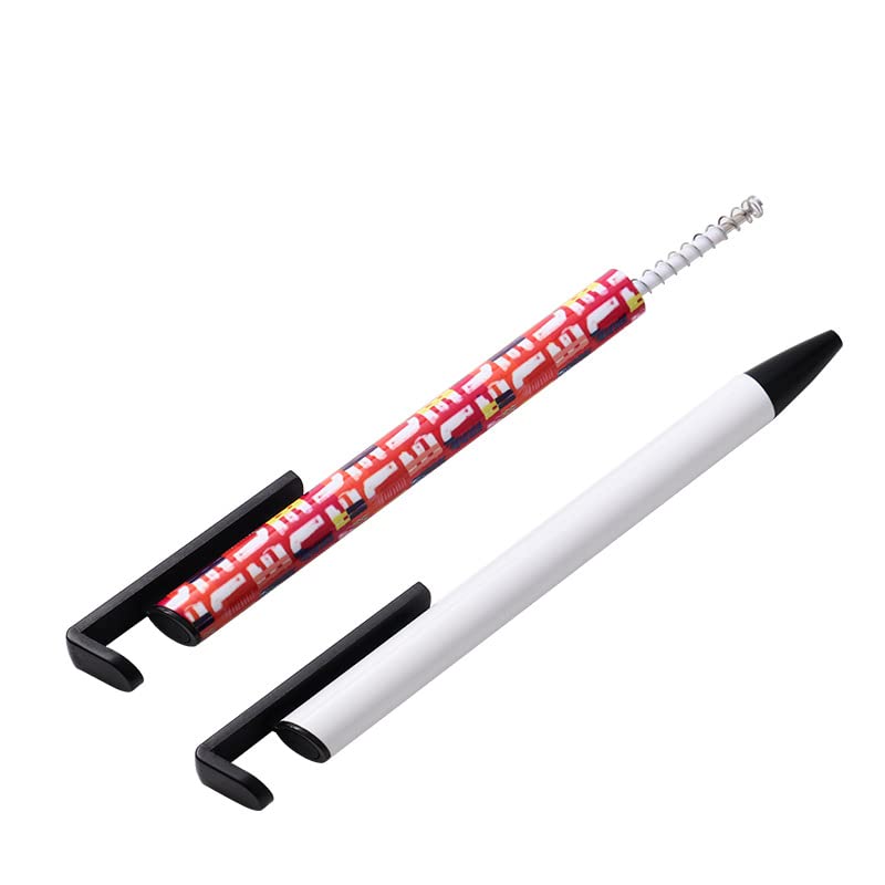 50 pcs Sublimation Blank Pens DIY Heat Transfer Ballpoint Pen with Shrink Wrap White Aluminum Customized School Supplies for Christmas DIY Office School Stationery Supplies