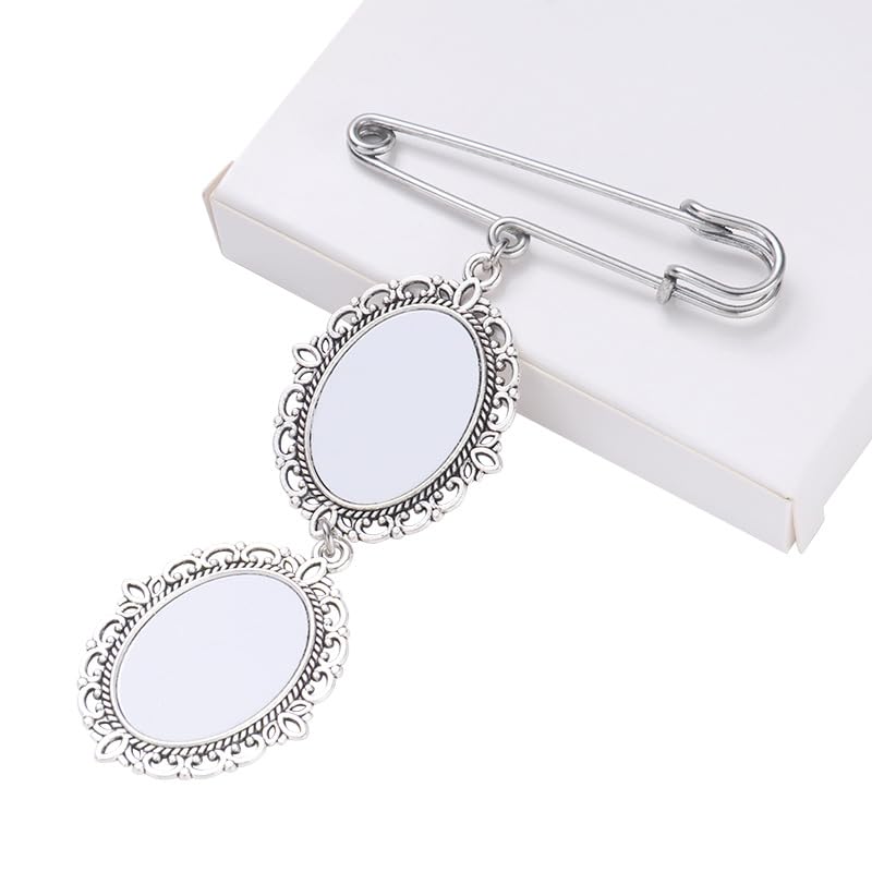 30 set Sublimation Blank Bouquet Charms for Wedding Memory, Wedding Bouquet Photo Charms with Oval Glass Cabochons for Bridal Shower, DIY Heat Transfer Print