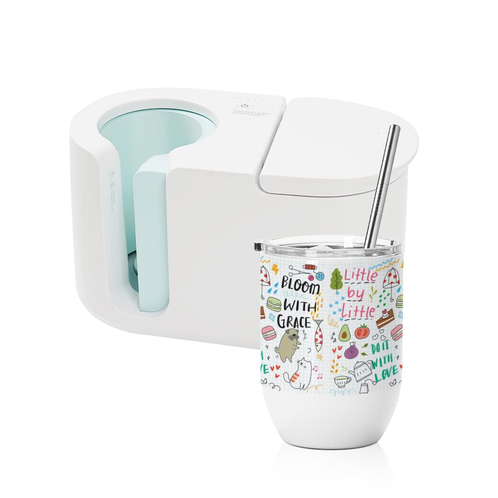 Sublimation Wine Kids Tumblers Blanks Straight Bulk 15 OZ Glossy White with Leakproof Lid and Straw Stainless Steel for Cricut Mug Press Tumbler Heat Press 6 Pack