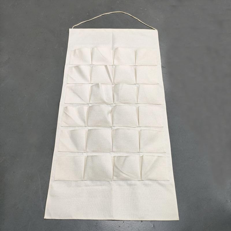 2 Pack Sublimation Blank Linen Cotton Home Decoration Calendar - DIY Heat Transfer Print for Holiday Crafting, Linen Material, 50x25in with 24 Pockets Include Rope and Stick