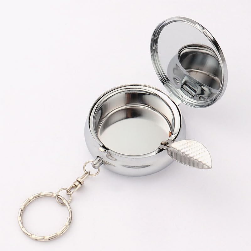 20pcs Sublimation Blank Portable Pocket Ashtray/Vehicle Cigarette Ashtray, DIY Heat Transfer Print Mini Stainless Steel Ashtrays with Key Chain and Cigarette Snuffer, Modern Ash Holder for Auto Use