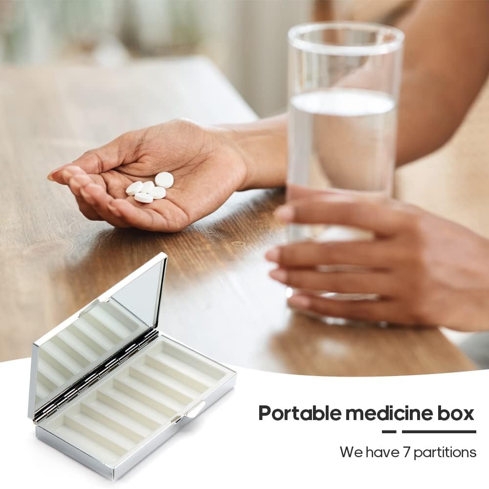 20pcs Sublimation Blank Pill Box Metal Rectangle 7 Compartment Medicine Pill Case One Week,DIY Heat Transfer Print Portable Pocket or Purse Pill Box Unique Gift