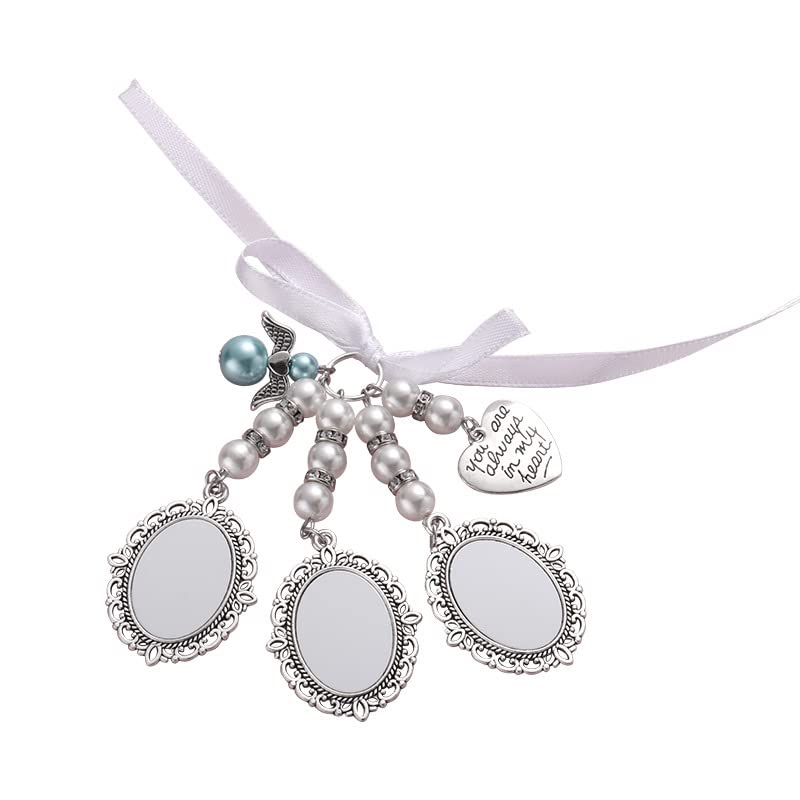30set Sublimation Blank Wedding Bouquet Photo Charms Memory Charms Oval Frame Memorial Picture Charm DIY Pin Brooch with Oval Glass Cabochon Pendants Bulk for Wedding Party Bridal Shower