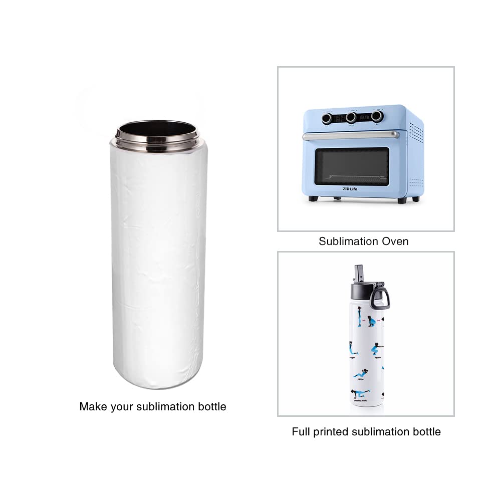 25 Pack Sublimation Water Bottle Sports Bulk Kids White 22 OZ Stainless Steel Tumbler Cups with Straw and Portable Handle for Tumbler Press Machine Sublimation Oven Print