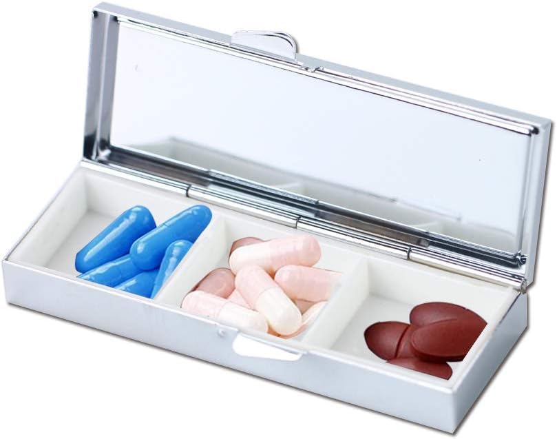 20pcs Rectangle 3 Compartment Sublimation Blank Pill Box Metal Medicine Pill Case One Week,DIY Print Portable Pocket or Purse Pill Box for Sublimation Print