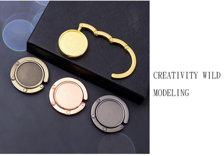 SCCFMM 20 Pieces Sublimation Blank Gold Personalized Purse Hooks DIY Heat Transfer Print Handbag Hangers Portable and Foldable Custom Unique Bag Hook for Men Mother Girlfriend Women Gifts (Gold)