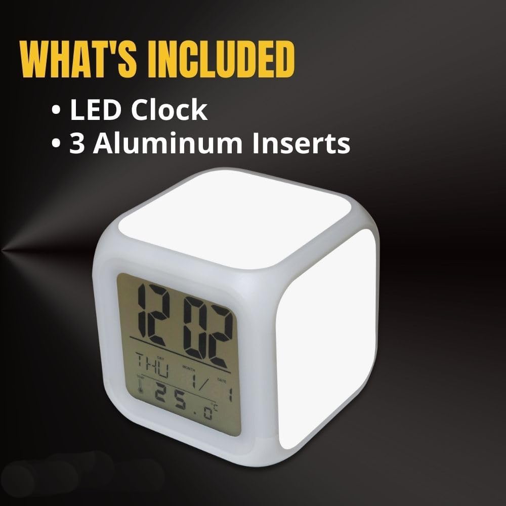 SCCFMM 5 Pack Sublimation Blanks Led Clock – LED Color Changing Digital Alarm Clock Sublimation DIY Printing with 3 Pcs Insert Aluminum for Personalized Logo Sublimation Clock, DIY Photo
