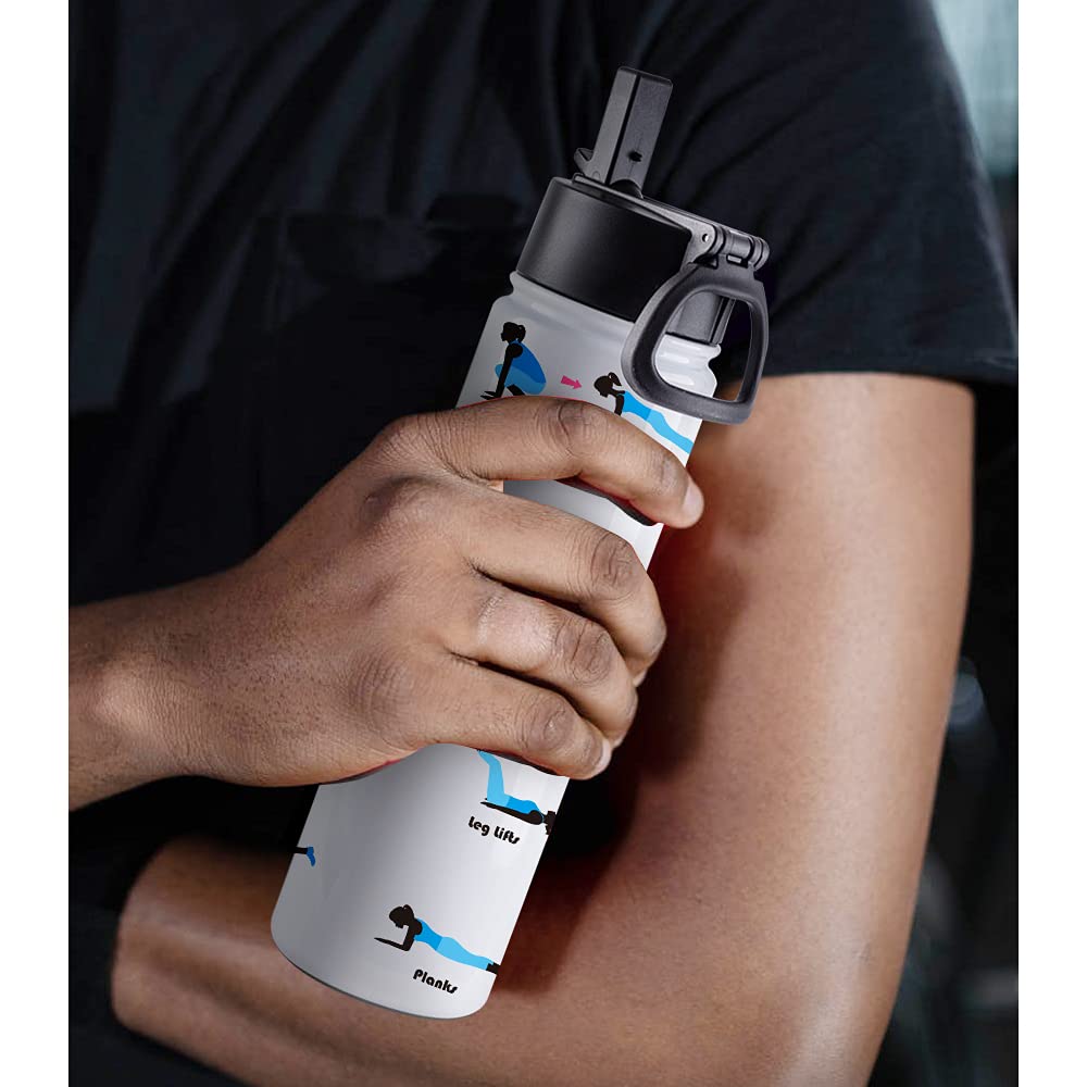 25 Pack Sublimation Water Bottle Sports Bulk Kids White 22 OZ Stainless Steel Tumbler Cups with Straw and Portable Handle for Tumbler Press Machine Sublimation Oven Print