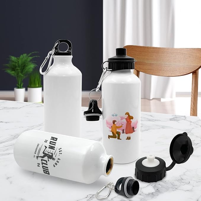 10 Pack, 20oz Sublimation Water Bottle Blanks, 600ML Sports Sublimation Aluminium Bicycle Bottle With 2 Lids Portable Outdoor WaterBottle for Print