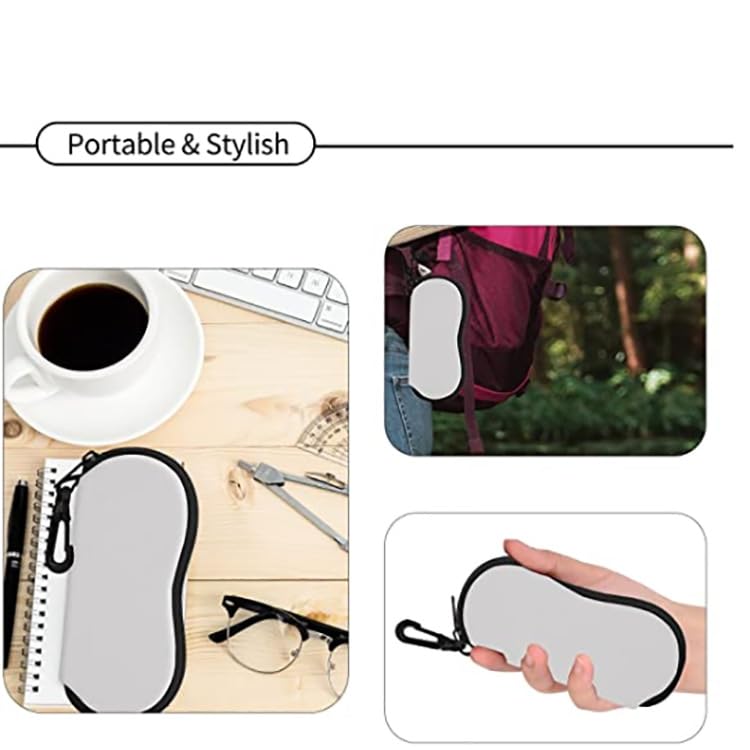 20 Pieces Sublimation Blank Neoprene Sunglasses Soft Case Ultra Light White Neoprene Zipper Eyeglass Case With Belt Clip For DIY Heat Transfer Print
