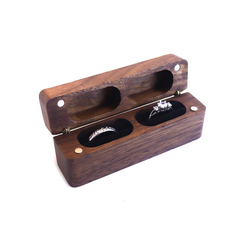 SCCFMM 20 pieces Personalized Double Ring Box - Slim Wooden Ring Case Box for Wedding Ceremony Engagement Proposal Ring Bearer Box for 2 Rings, Christmas Gift Ideas For Laser Engrave