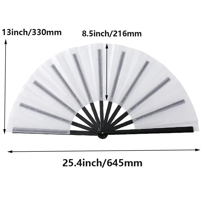 36 Pack Sublimation Blank Folding Hand Fan Polyester Silk Fabric Hand Held Chinese Fans DIY Heat Transfer Print for Wedding Preference, Performance, Dancing, Home Decoration with a SCCFMM Makeup Bag