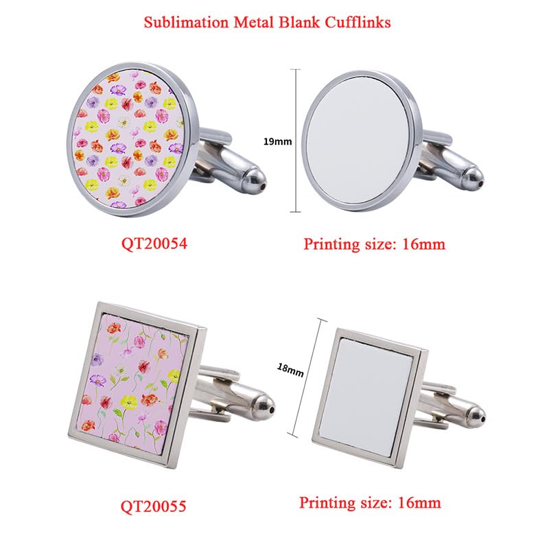 40 Pcs Sublimation Blanks Metal Cufflink DIY Heat Transfer Cuff Buttons Sublimation Blank DIY Shirt Cuff Links for Wedding Business and Daily Wear
