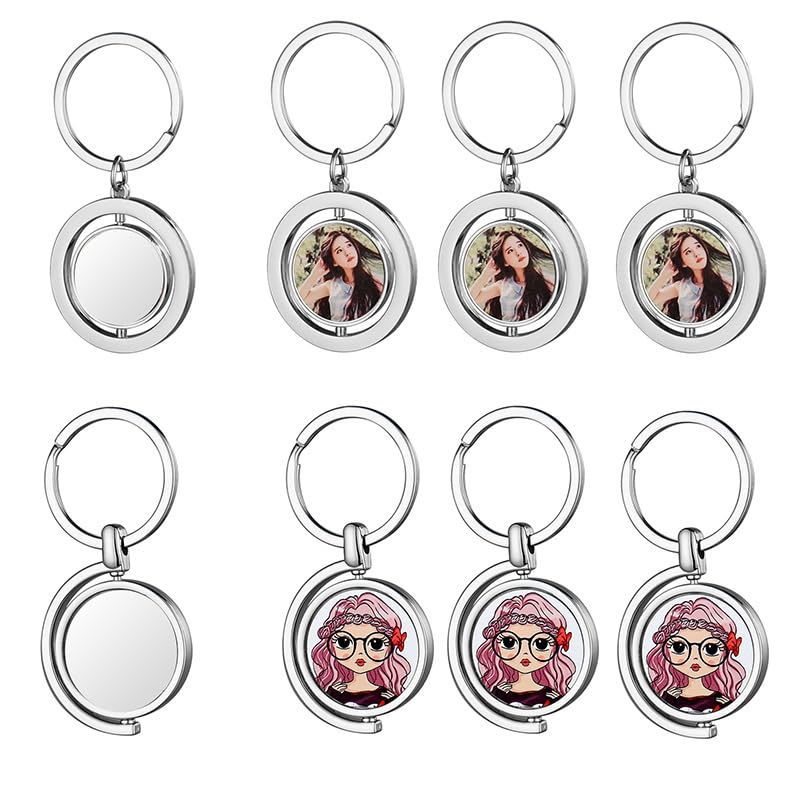 SCCFMM 30pieces Sublimation Keychains Blank Rotate Key Chains DIY Heat Transfer Press Keyrings Double side Pictures Key Rings Personalized Gifts For Women Girls