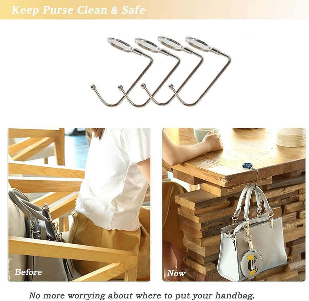 SCCFMM 20 Pack Sublimation Blank Purse Hook Hanger, DIY Heat Transfer Print Metal Hook Long Handbag Hanger for Table Desk,Portable Bag Holder Under Counter Handbags Hook for Women Girl