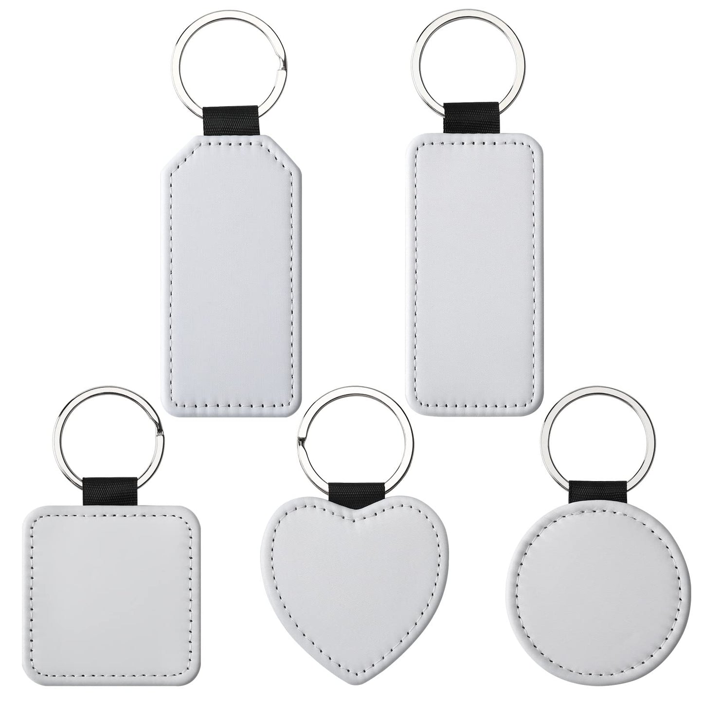 50 PCS Sublimation Single Side Blank Keychain PU Leather Sublimation Keychains DIY Heat Transfer Print Keyring for Pendant Ornament Making, Gift Present Making
