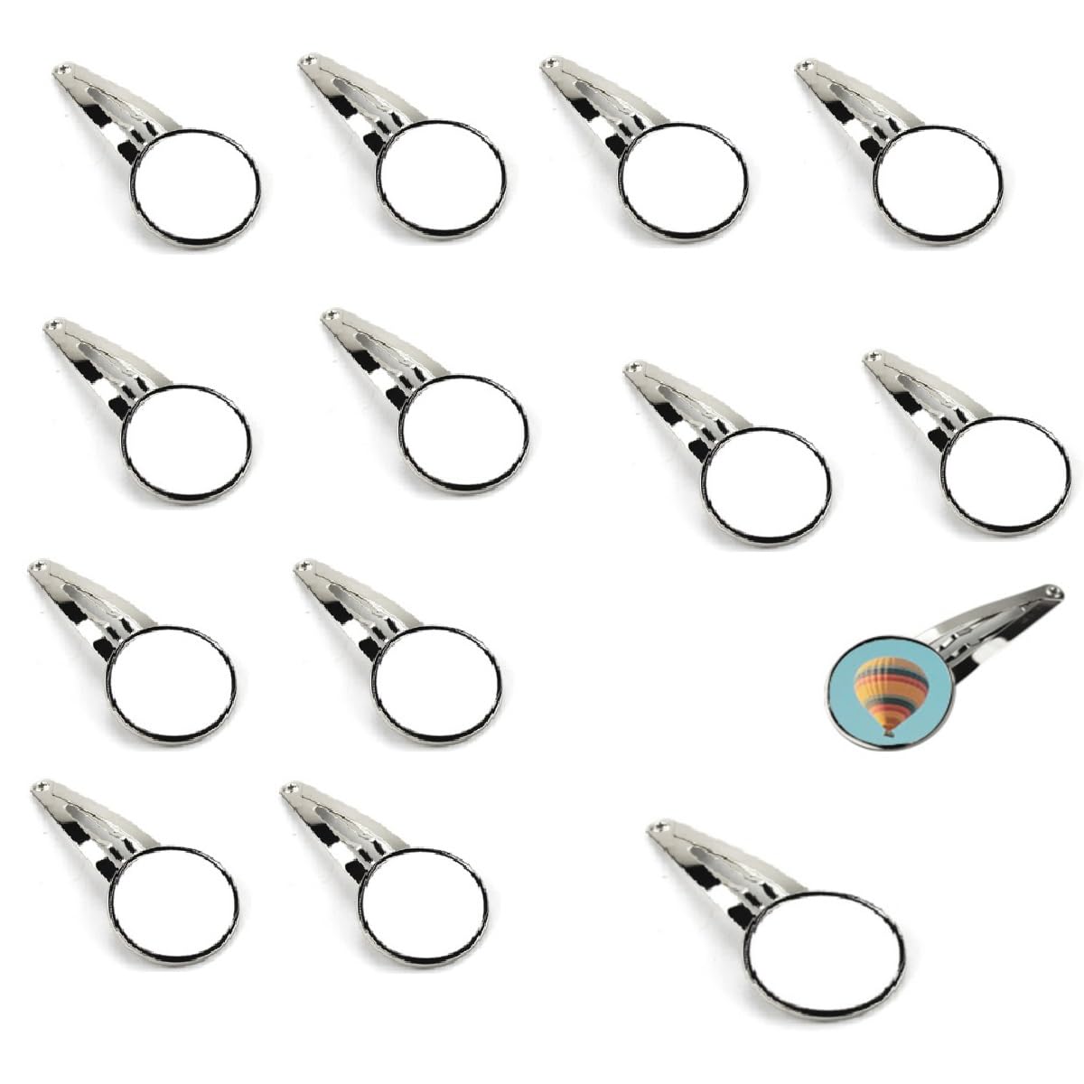 100 Pcs Sublimation Blank Round Shape Hairpins Silver Round Bezel Tray 20mm Blank Metal Hair Pins DIY Heat Transfer Print Hair Pins Supplies for Jewelry Making