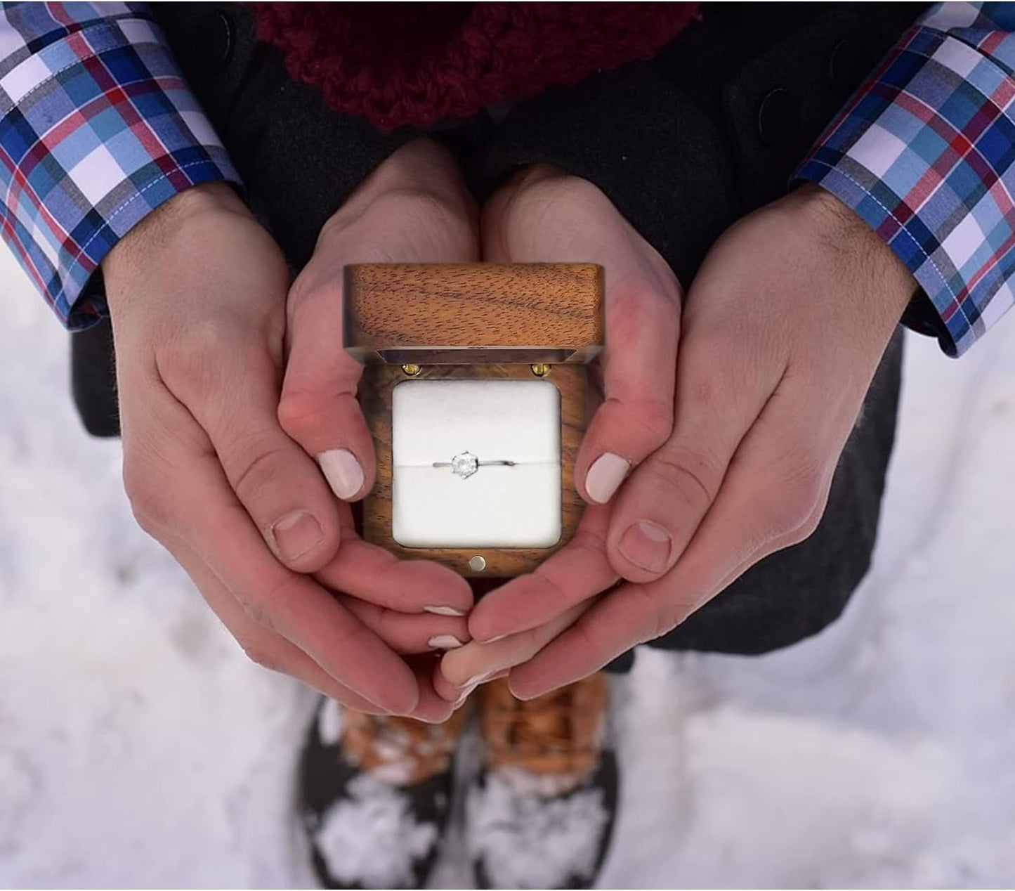 20 pieces Personalized Laser Wooden Ring Box, Mini Engagement Ring Holder Box with Single Slot, Square Wedding Ring Box for Ring, Elegant and Retro Ring Holder Box for Laser Engrave