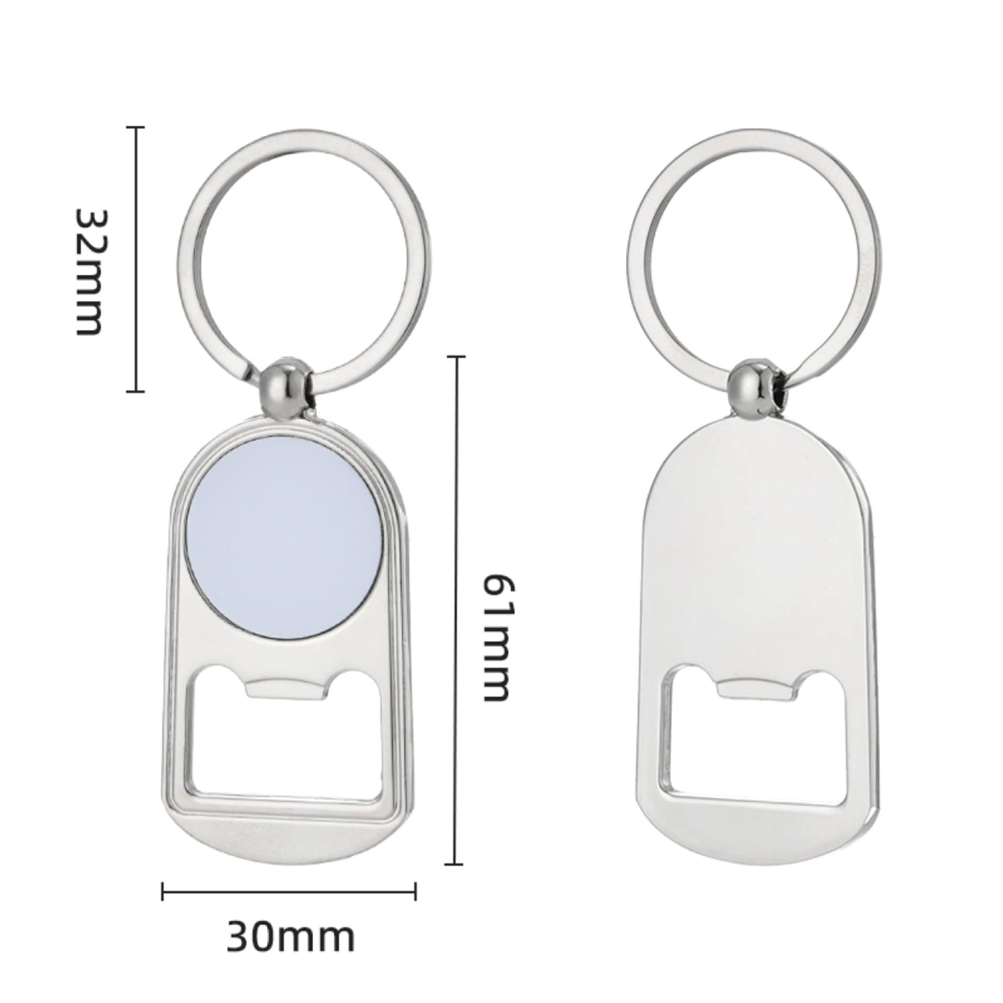 50 Pack Sublimation Blanks Bottle Opener With Keychains Heart Shaped Bottle Opener Metal Keychains Blank Key Rings for DIY Heat Transfer Print