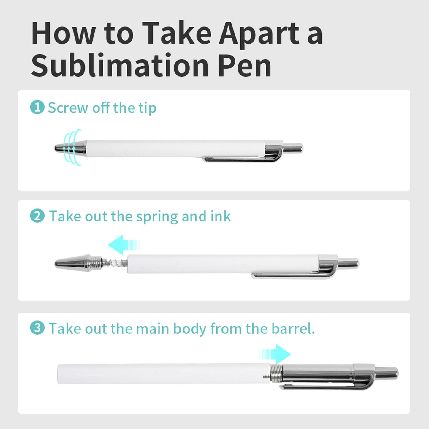 20 Pack Sublimation Pens Blanks White Aluminum Ballpoint Pens with Silver Clip and Come with 20 Pieces Shrink Wrap Films,DIY Personalized Pen for Office School Stationery Supplies