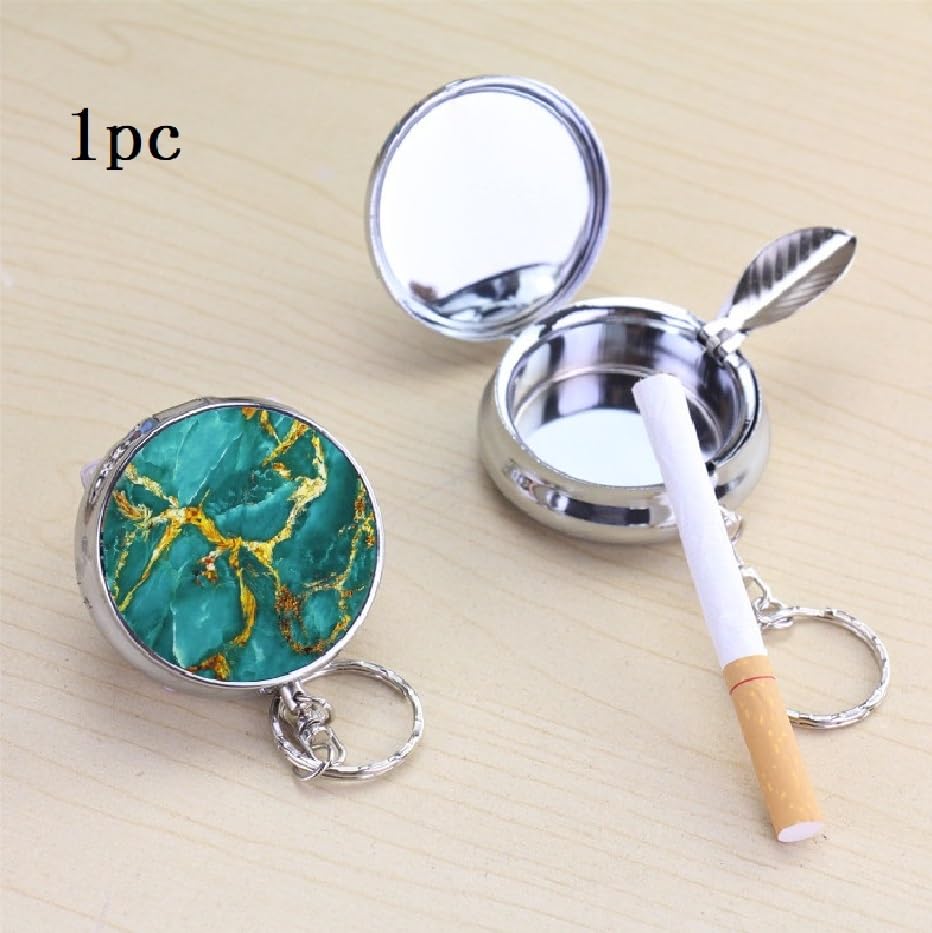 20pcs Sublimation Blank Portable Pocket Ashtray/Vehicle Cigarette Ashtray, DIY Heat Transfer Print Mini Stainless Steel Ashtrays with Key Chain and Cigarette Snuffer, Modern Ash Holder for Auto Use