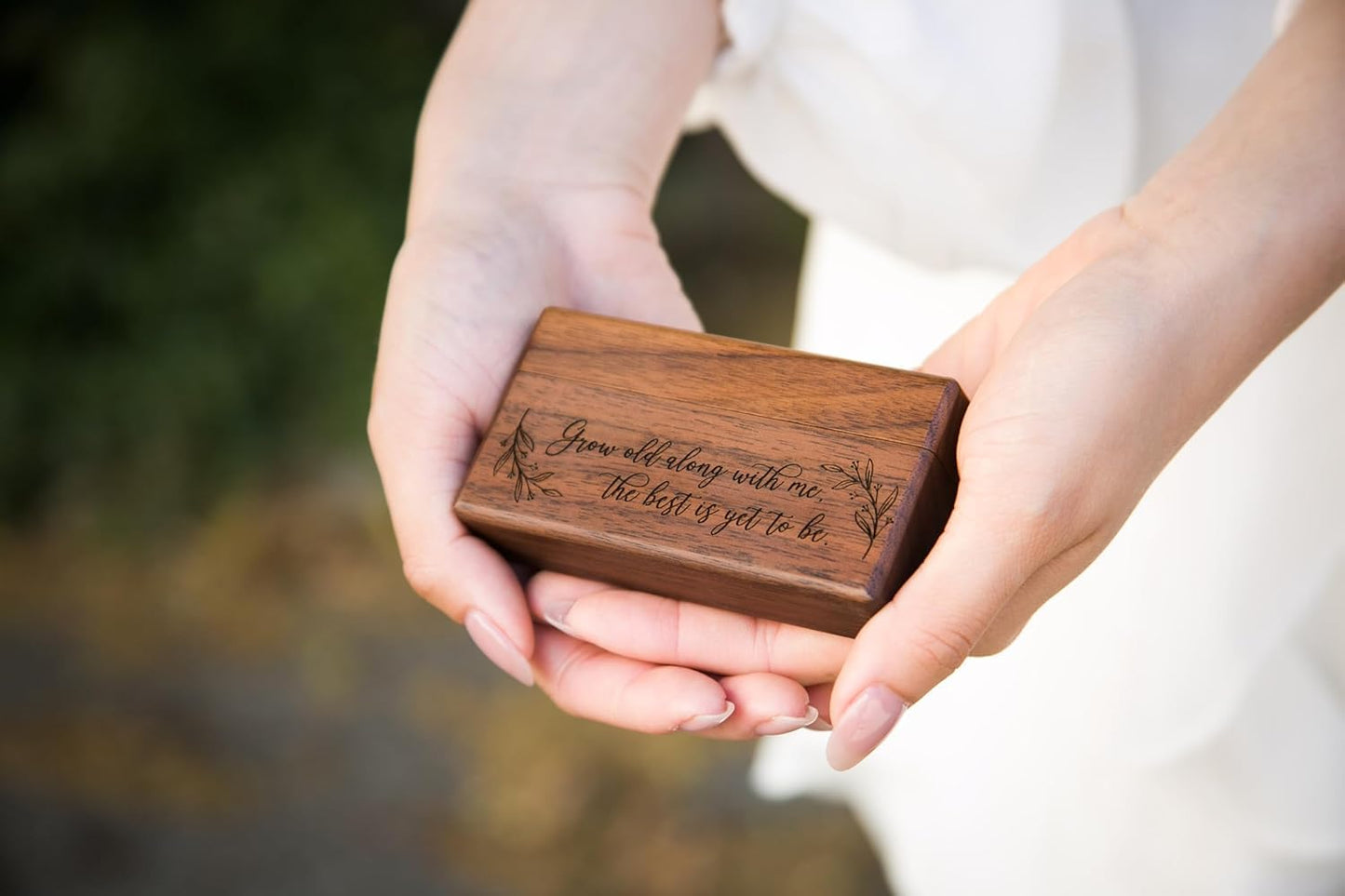 SCCFMM 20 pieces Personalized Double Ring Box - Slim Wooden Ring Case Box for Wedding Ceremony Engagement Proposal Ring Bearer Box for 2 Rings, Christmas Gift Ideas For Laser Engrave
