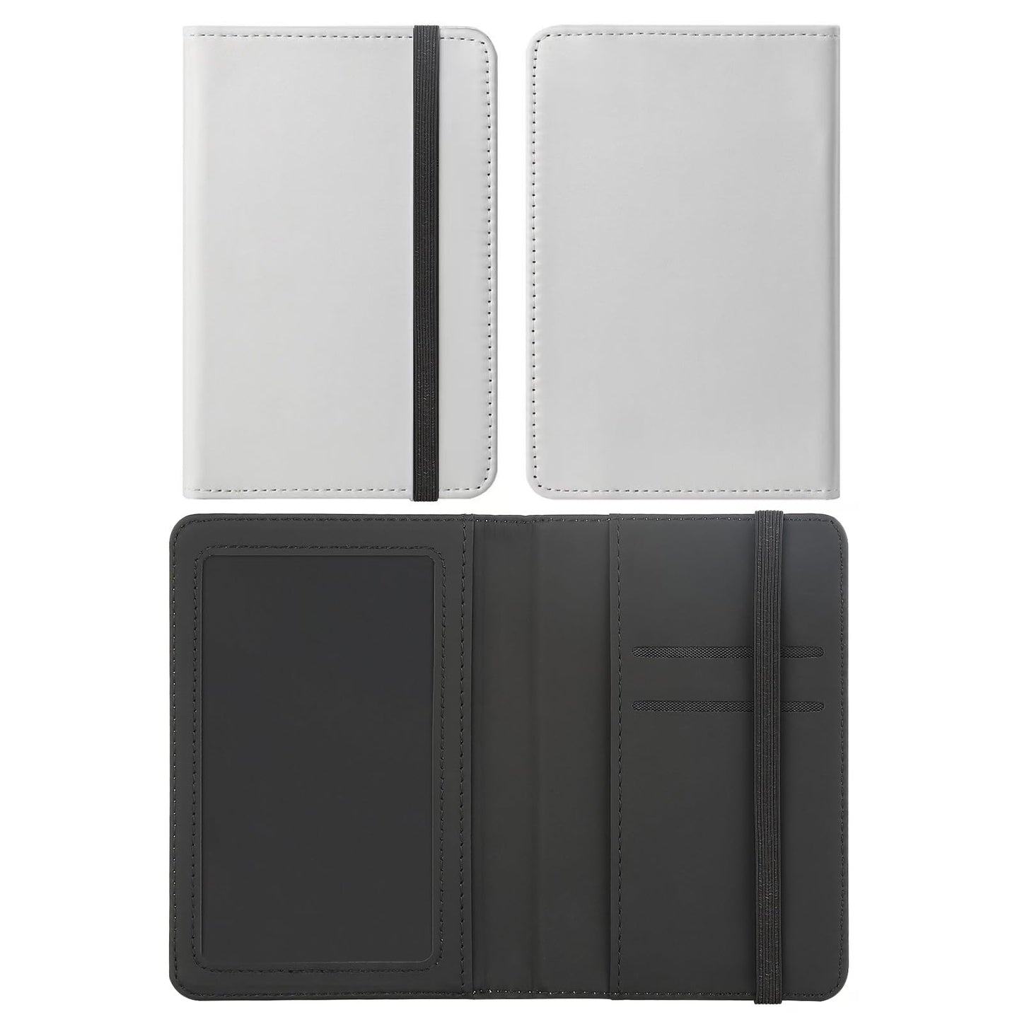 10 pieces DIY Sublimation Blank Passport Holder Covers, Black PU Leather Travel Passports Book Holder Wallet Cover DIY Heat Transfer Print for Passport, Business Cards, Credit Cards