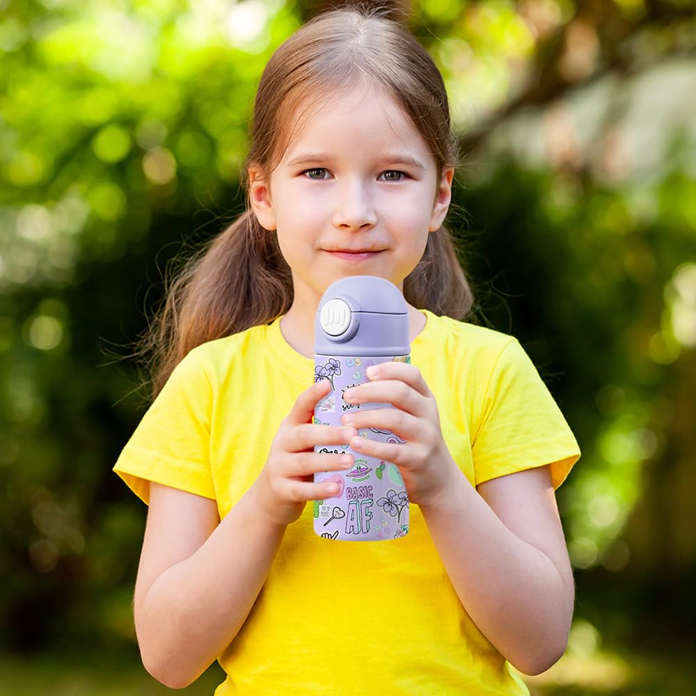 8 Pack Sublimation Kids Water Bottles Blanks 12 OZ Straight Skinny Kids Tumbler Sippy Up Cup with Pop Mixed Color Lid for Tumbler Heat Press Sublimation Oven Printing