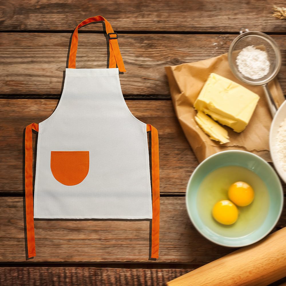 SCCFMM 10 Pieces 47 * 36cm/18.5 * 14.2inch Sublimation Blank Colorful Kid Apron Adjustable Children Chef Apron with Pocket for Cooking Baking For DIY Heat Transfer Print