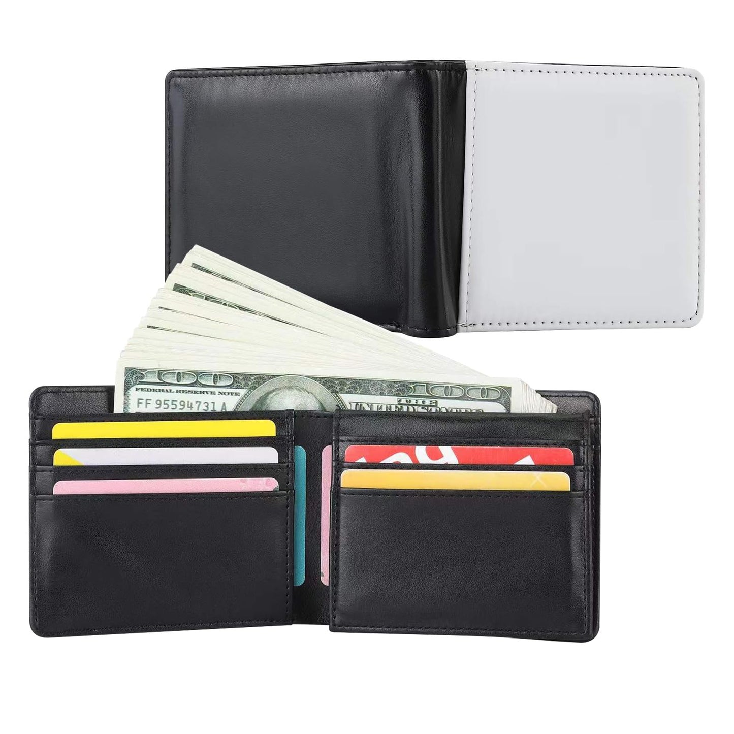 SCCFMM 10 Pieces Sublimation Blanks Wallets for Men Card Holder Gifts Wallets Heat Transfer Sublimation Wallet DIY Craft for Father's Day