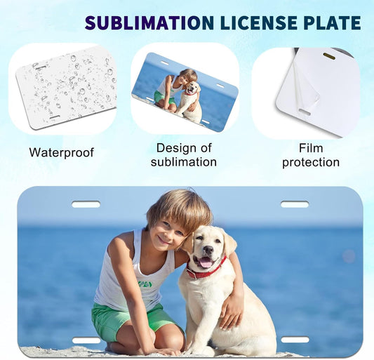 10 Pack Thick 0.65mm Sublimation License Plate Blank Aluminium White Front License Plate Tag Car Automotive for Sublimation DIY Heat Transfer Print