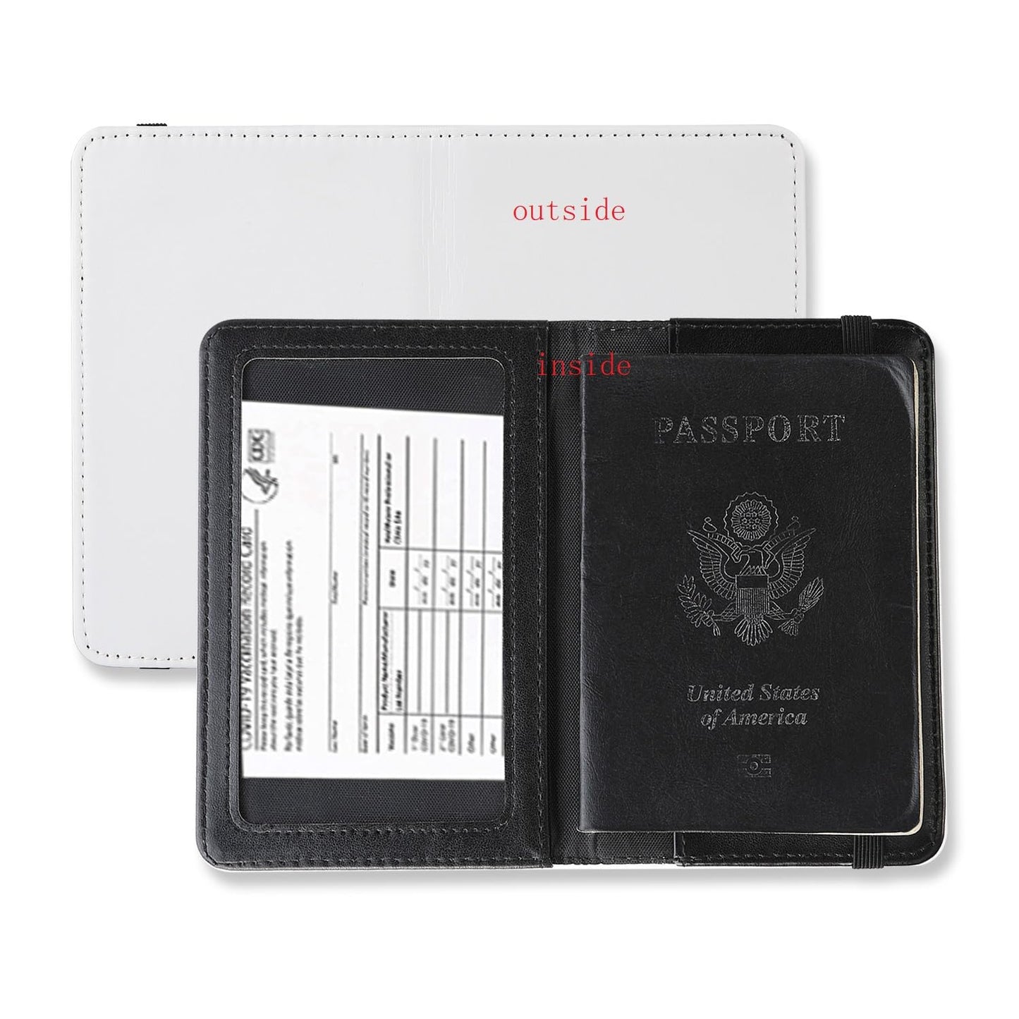10 pieces DIY Sublimation Blank Passport Holder Covers, Black PU Leather Travel Passports Book Holder Wallet Cover DIY Heat Transfer Print for Passport, Business Cards, Credit Cards