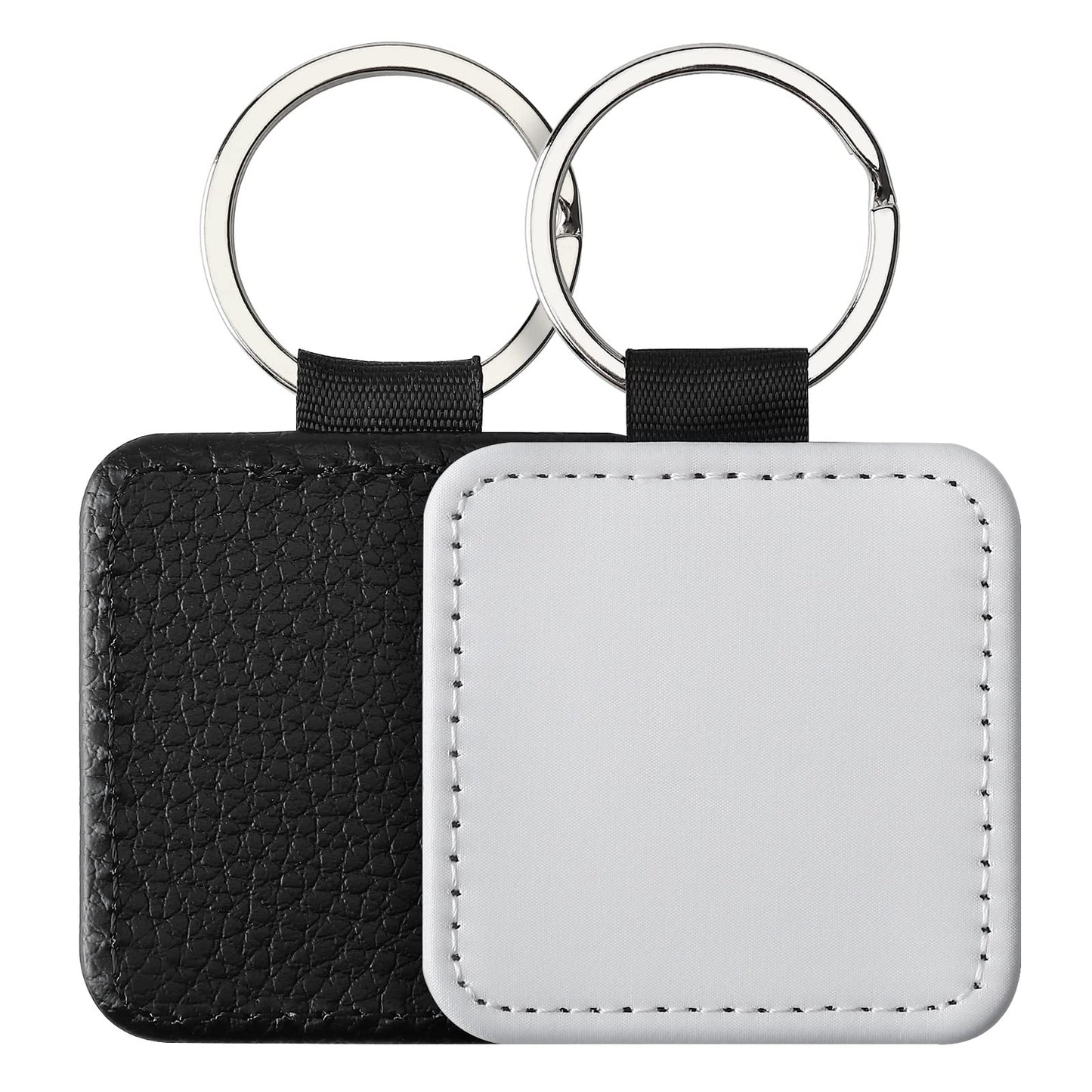 50 PCS Sublimation Single Side Blank Keychain PU Leather Sublimation Keychains DIY Heat Transfer Print Keyring for Pendant Ornament Making, Gift Present Making
