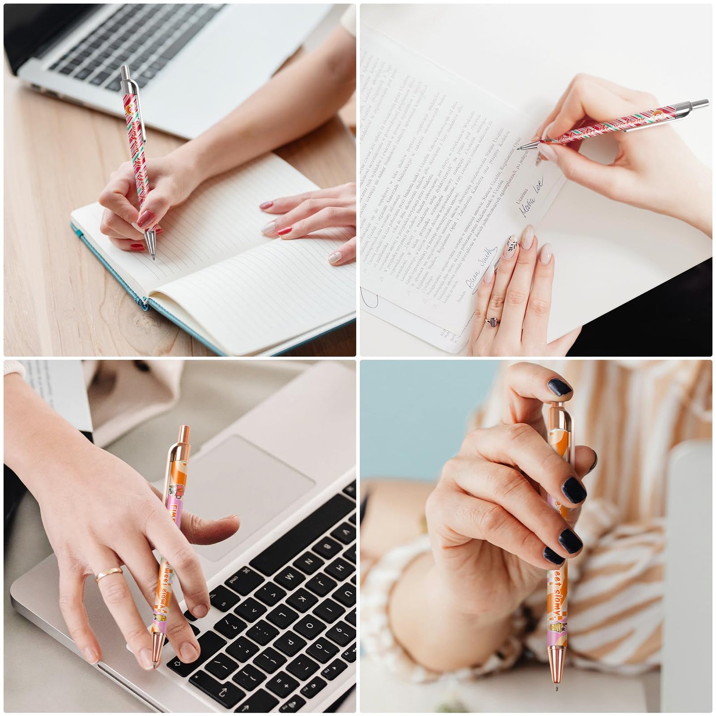 20pcs Sublimation Pens Blanks White Aluminum Ballpoint Pens with Rose Gold Clip and Come with 20 Pieces Shrink Wrap Films,DIY Personalized Pen for Office School Stationery Supplies