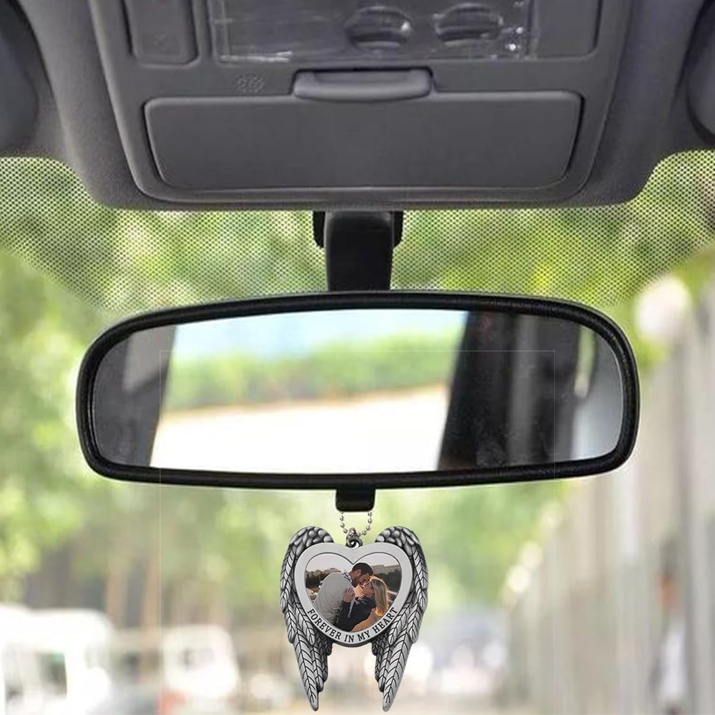 30 Sets 3 Styles Alloy Metal Sublimation Blank Pendant, DIY Heat Transfer Angel Wing Rearview Mirror Pendant, Heart Sublimation Pendant Blanks Car Hanging Ornament for Gift