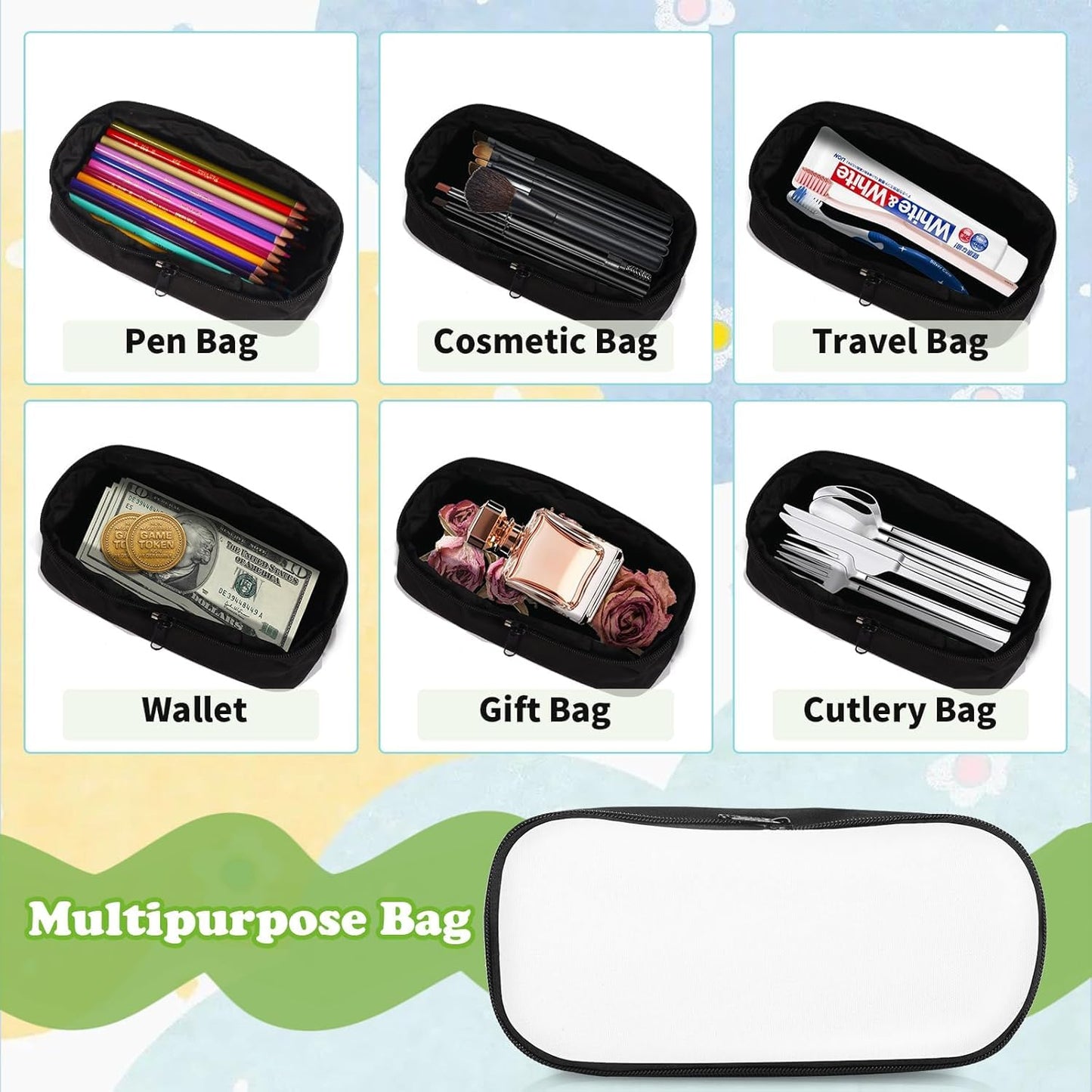SCCFMM 10Pcs Sublimation Blanks Pencil Case Bags,Travel Makeup Bag Organizer Make Up Bag Removable Lid Design Subliamtion Blank Makeup Bag With Zipper Toiletry Bag DIY Craft Heat Transfer Print (Red)