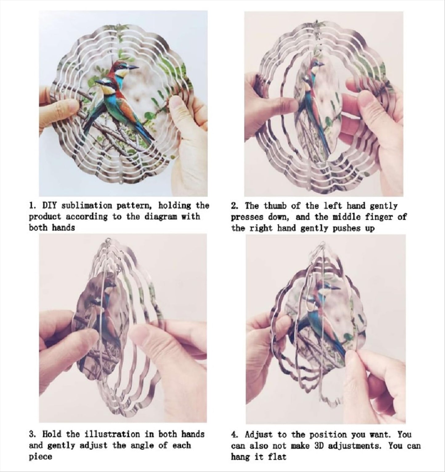 Sublimation Wind Spinner Blanks 10 Pack 3 Inch Aluminum Metal 3D Sublimation Wind Spinners for Indoor and Outdoor Ornaments