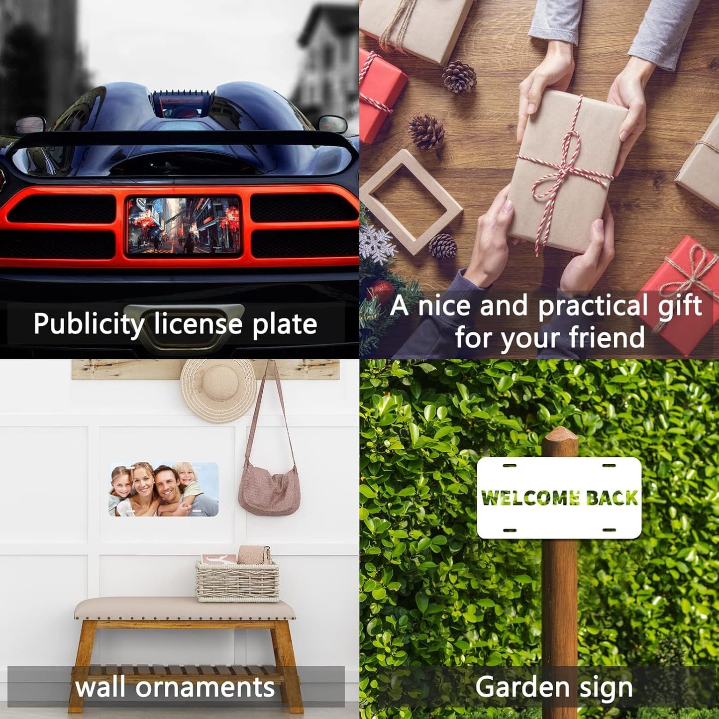 10 Pack Thick 0.65mm Sublimation License Plate Blank Aluminium White Front License Plate Tag Car Automotive for Sublimation DIY Heat Transfer Print