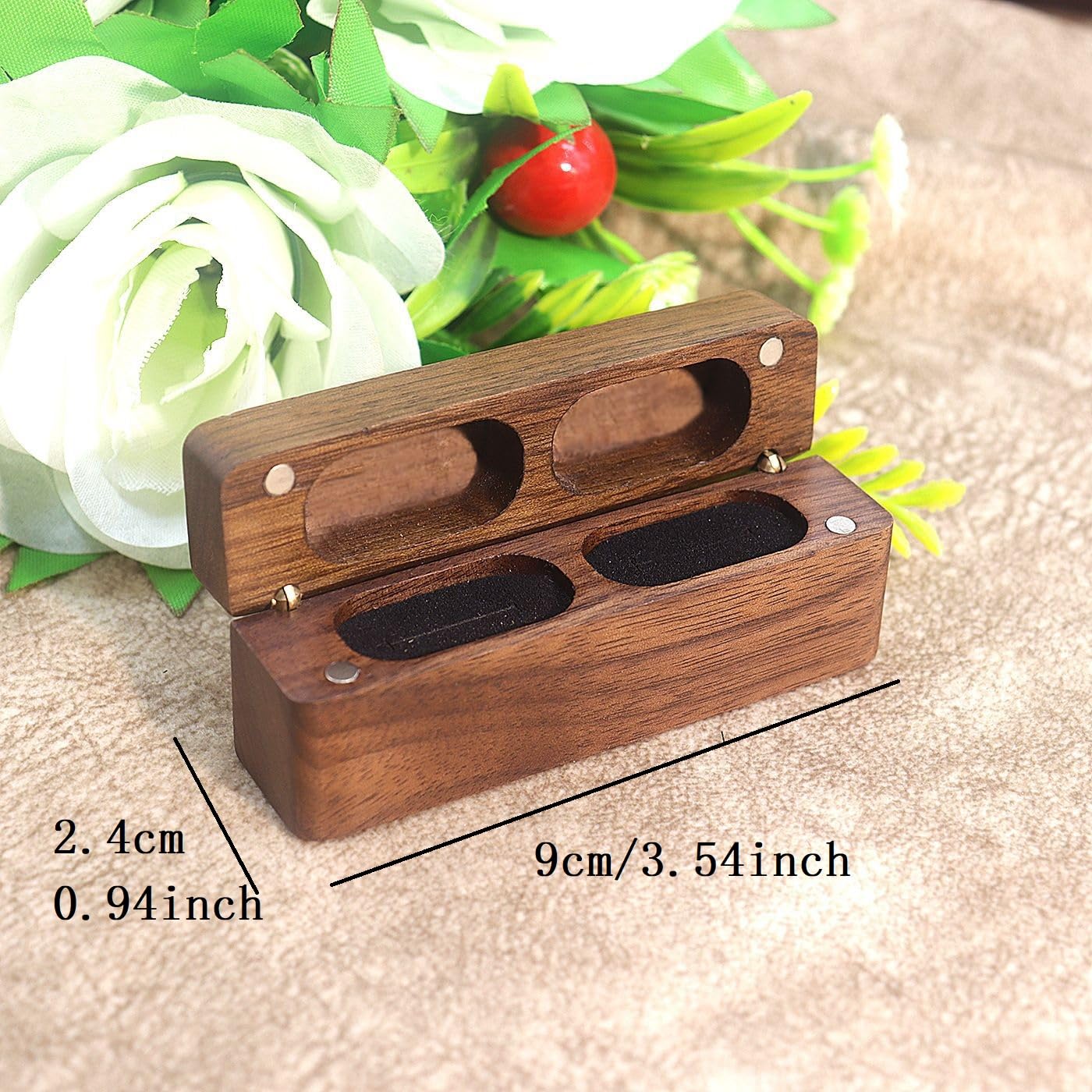 SCCFMM 20 pieces Personalized Double Ring Box - Slim Wooden Ring Case Box for Wedding Ceremony Engagement Proposal Ring Bearer Box for 2 Rings, Christmas Gift Ideas For Laser Engrave