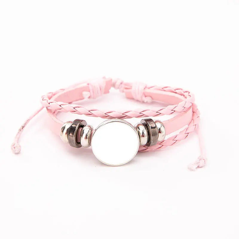 10pcs Fashion Woven Leather Rope Bracelets Sublimation Blanks Bracelet Jewelry Gifts For Birthday Valentines Day's Gift