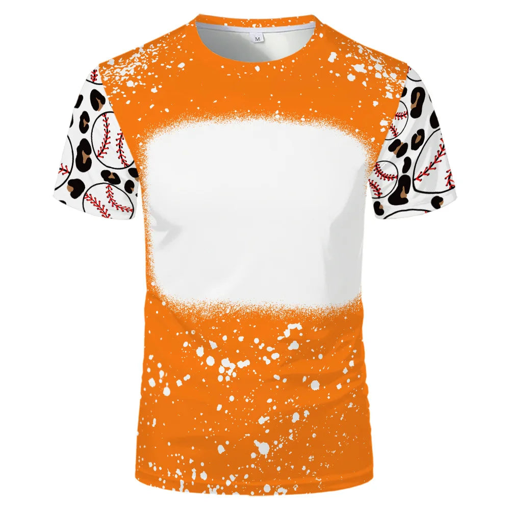 2023 Hot Sell Sublimation Blank Colorful Faux Bleached Polyester T-shirts Man Women Kids Casual Short Sleeve Summer Tops Tee