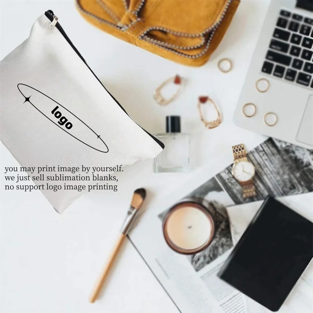 5pcs Polyester Women Wristlets Cosmetic Sublimation Blank Makeup Bag with Zipper Travel Portable Storage Bags For Heat Transfer Print