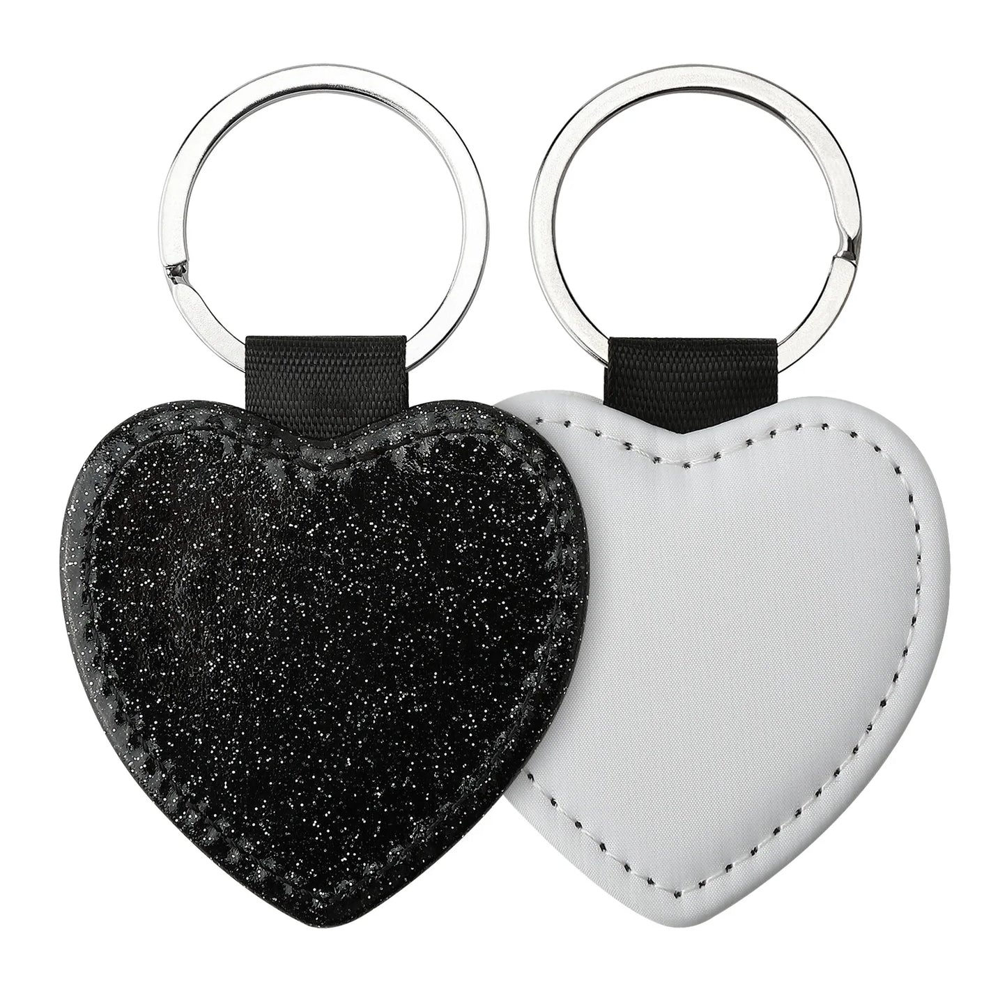 20pcs Sequin Keychain Sublimation Round&Heart&Squre Shapes PU Keychains Keyring DIY Craft Gift for Women Car Bag Accessaries