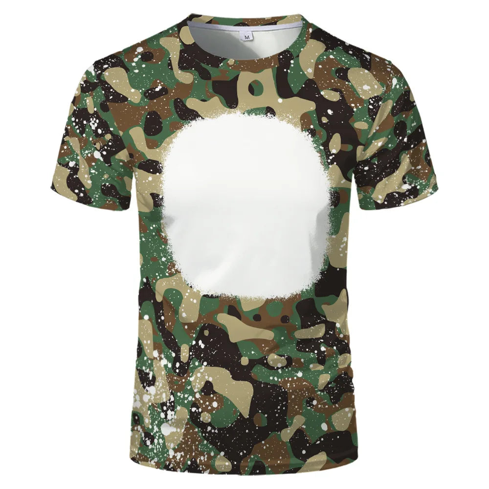 2023 Hot Sell Sublimation Blank Colorful Faux Bleached Polyester T-shirts Man Women Kids Casual Short Sleeve Summer Tops Tee