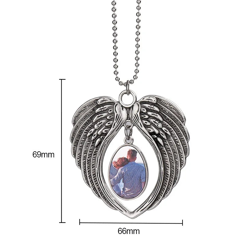 10pcs Sublimation Blank Tree Bell Keychain Bell Shape Pendant Ornaments Angel Wing Pendant For Party Christmas Decoration